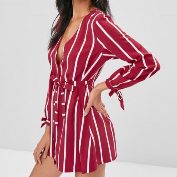 NWOT Red Long Sleeve Romper - Picture 2 of 4
